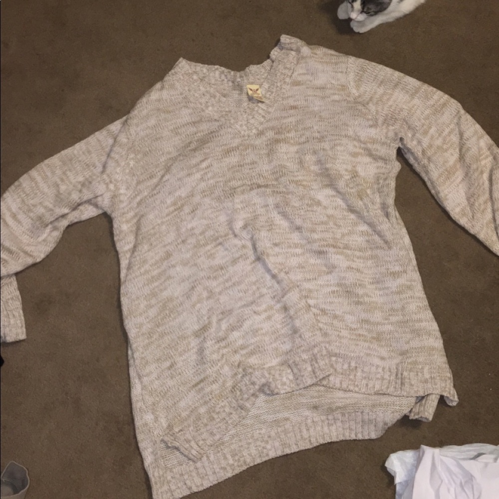 tan sweater